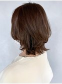 プチウルフミディアム_ピンクブラウン切りっぱなしボブ_ba328331