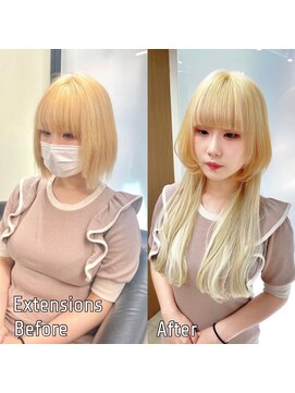 ディア(.eer) ブロンドヘア×ボブ×ロングウルフ/シールエクステ/大阪/南船場