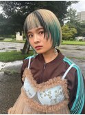 切りっぱなし前上がりボブ
