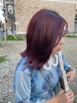 シンク オモテサンドウ(sync omotesando) ブリーチなしダブルカラーチェリーレッドボブ