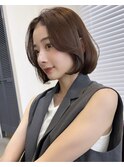 艶感こなれヘア愛され前髪メルティカラーウェーブボブ