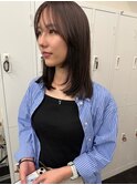 ミディアムレイヤー　グレージュ　シースルーバング