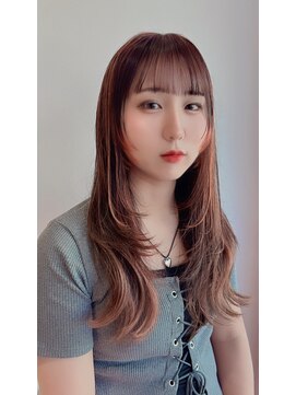 ポイントファイブバイソレイユ 小松店.5 by SOLEIL) ロングレイヤーフェイスレイヤーオレンジハイライト