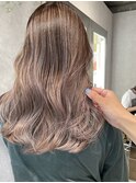 【CRES奈佳子】ミルキーグレージュ×大人極細ハイライト