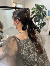 ニィ(2iee.) 金箔×ベロアリボンあみおろしアレンジ