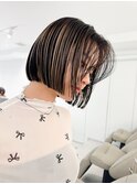 アンブレラカラーハイライトボブバレイヤージュホワイトブリーチ