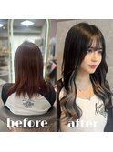 アメ村×黒髪ベース×シルバーインナー×エクステ