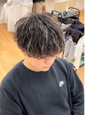 グレージュメッシュ×ツイストスパイラルパーマ