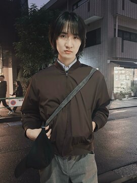 メゾンアクア 表参道(Maison ACQUA) =メンズボブ/フェザーパーマ／MEN’S HAIR/ブルーブラック