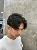 韓国マッシュセンターパートツーブロックメンズハイライトウルフ