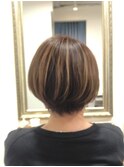 30代40代50代/ショートボブ/白髪ぼかしハイライト