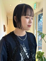 ビファインクーアヴェダ(Be fine coo AVEDA)&nbsp;バングデザインカラー　ぷつっと切りっぱなしボブ/