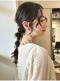 ヘアセット／ヘアアレンジ/編み下ろしアレンジ/顔まわりカット