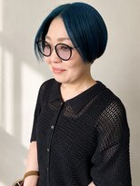 ユイマァル 倉敷(YUIMARL) 倉敷20代30代40代刈り上げショートボブネイビーブルーカラー