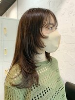 エム(EM) 韓国風レイヤーカットウルフカット前髪カットアッシュブラウン