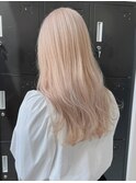 898ブラッドオレンジブロンドヘアバイカラー波巻きハイトーン