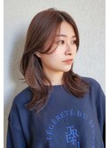 前髪なしレイヤーカット×透明感ベージュニュアンスくびレイヤー