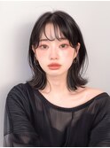 外はねボブ/暗髪/眉上バング/レイヤーボブ/くびれボブ