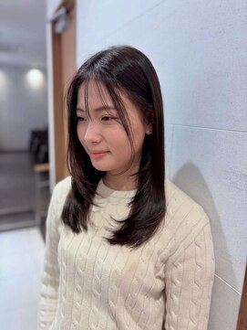 小顔に見せるフロントレイヤースタイル/仙台