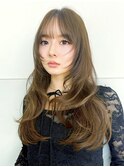 【島田佑】ミディアムレイヤーカットグレージュ顔周りカット