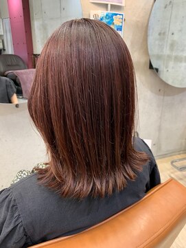 コージー(Kozy) 切りっぱなし/ミディボブ/くびれフェイスライン/ピンクブラウン