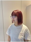 くびれヘアアプリコットオレンジ夏ハイライトカラー