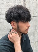 刈り上げツーブロックツイストスパイラルパーマ無造作マッシュ
