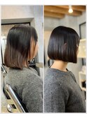 くびれレイヤーエモージュ薄めバングアッシュベージュ /縮毛矯正