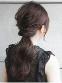 結婚式二次会編みおろし編み込みお呼ばれヘアセットドレスヘア