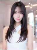 チョコグレージュ/20代30代大人かわいい/ミディアムレイヤー