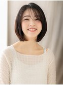 丸みショートボブ/内巻きボブ/小顔カット/ダークアッシュ/30代e