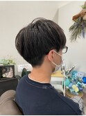 黒髪短髪ナチュラルショートワックスなし爽やかストレートメンズ