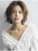エアリーパーマが大人かわいいくびれボブ[こなれミディ/美髪]