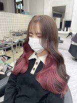 スリー 横浜(THREE) 【RUKI指名限定】インナーカラー ブラウン×ピンク