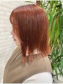 20代30代40代ダブルカラー透明感オレンジ肩ライン外ハネ