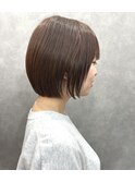 オレンジブラウン×ショートボブ