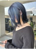 透明感カラー★ダブルカラーブリーチネイビーブルー派手髪
