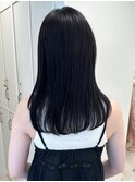 セミロングブルーラベンダーレイヤーワイドバングイメチェン小顔
