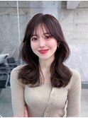 美髪韓国レイヤーイメチェン似合わせチェリーブラウンミニウルフ