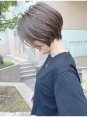 大人可愛い前髪長めハイライトショートボブアッシュブラウン小林
