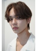 韓国マッシュカルマパーマコンマバングセンターパート黒髪ウルフ