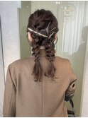 ツインアレンジ 大人ツイン 結婚式ヘアアレンジ ヘアセット