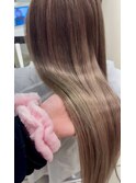 カラー＋エクステンション/ピンクベージュ長さだし/エクステ