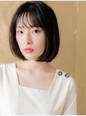 シースルーバング黒髪艶感ストレート丸みボブ308W戸頭30代40代