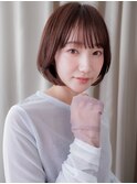 グレーブラウン伸ばしかけ小顔補正カット丸みボブZ川口30代40代