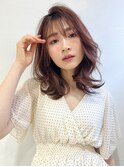 うるツヤ☆ピンクベージュ×外ハネミディアムスタイル