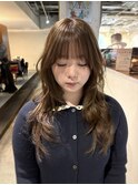 ロングレイヤーカットハッシュカットマロンベージュブラウン