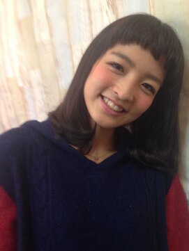 フェリシータ 緑地公園店(felicita) 暗髪オンザ眉@ナチュラルカール厚めバングマッシュボブ