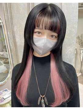 ガルボ ヘアー(garbo hair) #高知 #美容室 #ロング #ウルフ #インナー #ピンク #10代 #20代