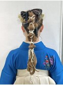 卒業式 成人式 アレンジ 袴 着物  パーティーヘアセット